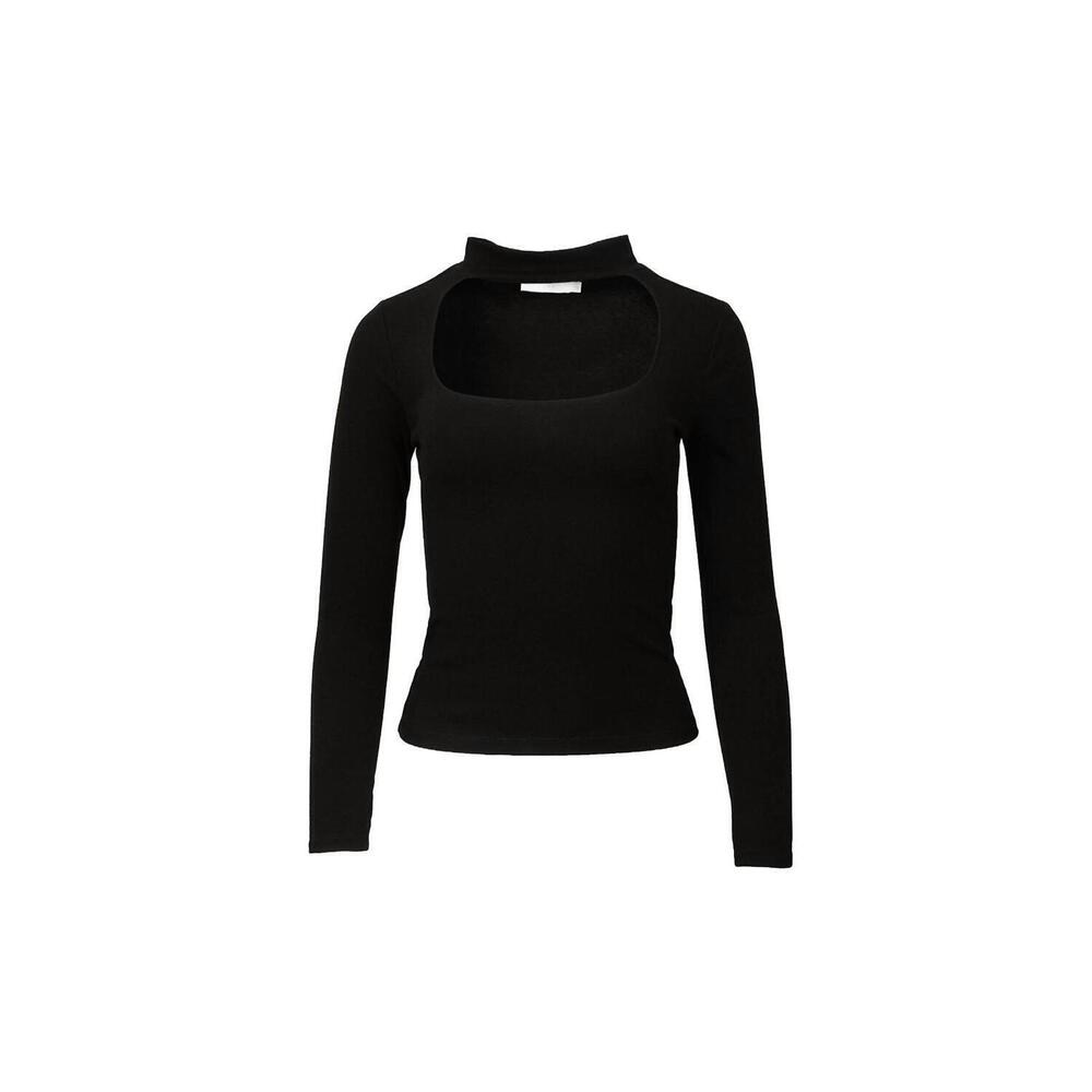 NEW LUSH cutout mock neck top in black